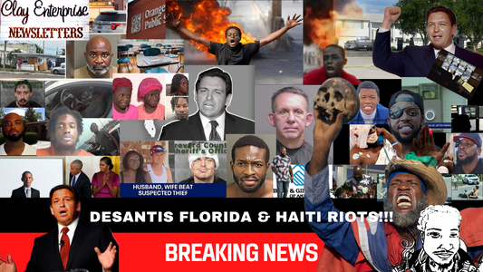 "HOUSE of Terence Clay Wall Art - CLAY Enterprise Newsletter Podcast - DeSantis Florida & Haiti Riots Digital Collage" print on photo paper