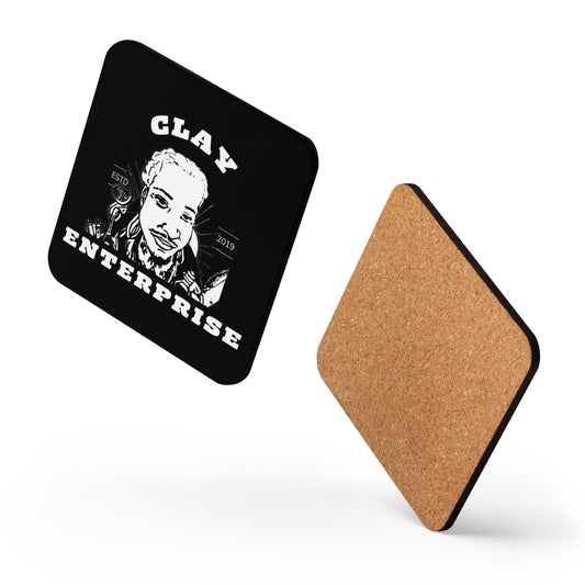 "CLAY Enterprise brand/logo" cork-back Coaster