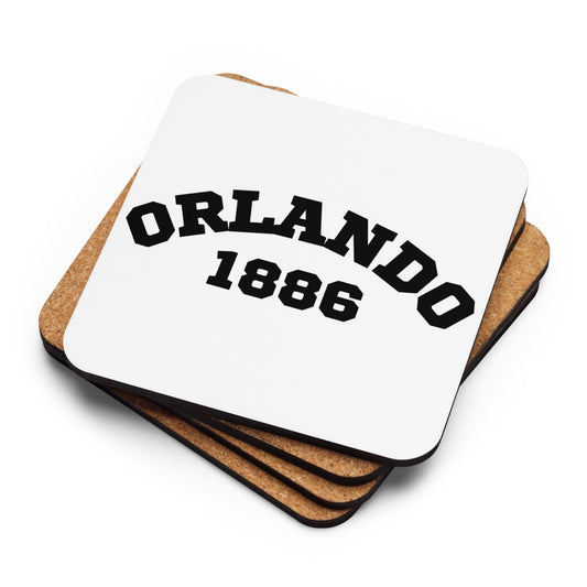 "Orlando 1886" cork-back Coaster - Black & White