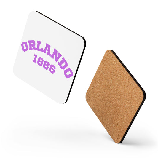"Orlando 1886" cork-back Coaster - Purple & White