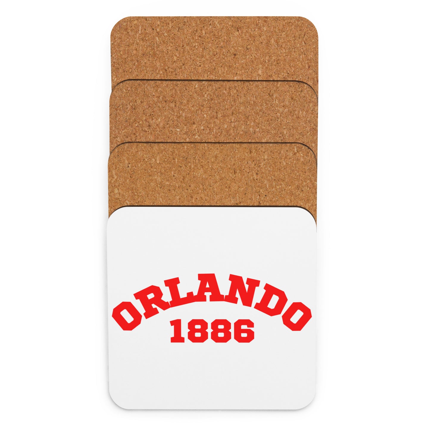 "Orlando 1886" cork-back Coaster - Red & White