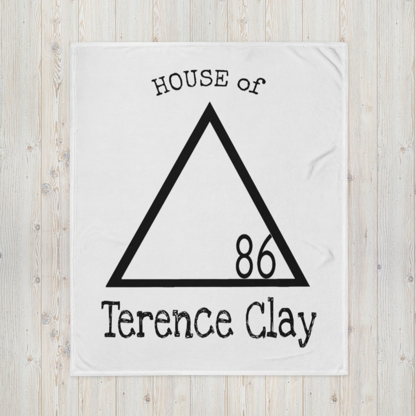 "HOUSE of Terence Clay logo" Bed/Breakfast Blanket - White