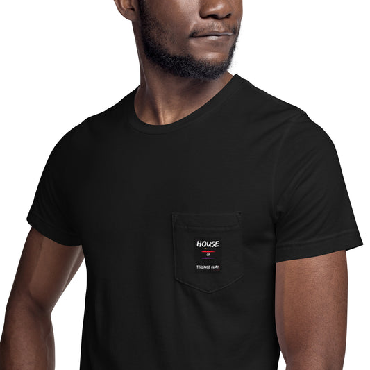 "HOUSE of Terence Clay 90's Retro Look Front-Pocket T-Shirt - Black
