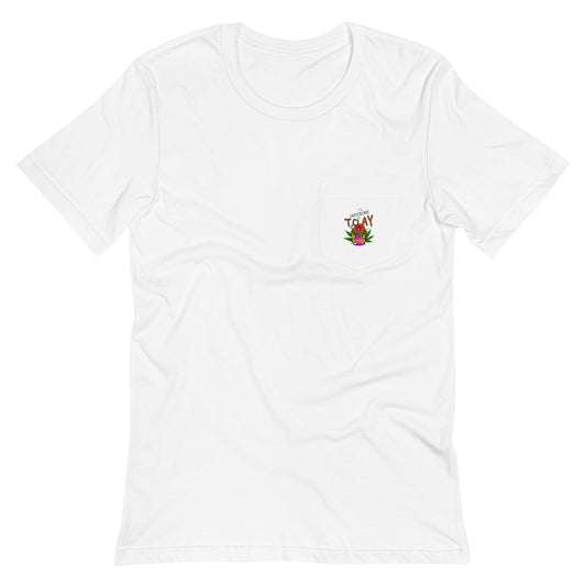 "INFUSIONS by T. Clay mini/large logo" Front-Pocket T-Shirt - White