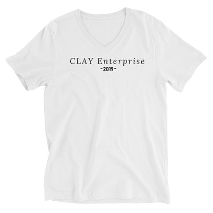"CLAY Enterprise 2019" V-Neck T-Shirt - White