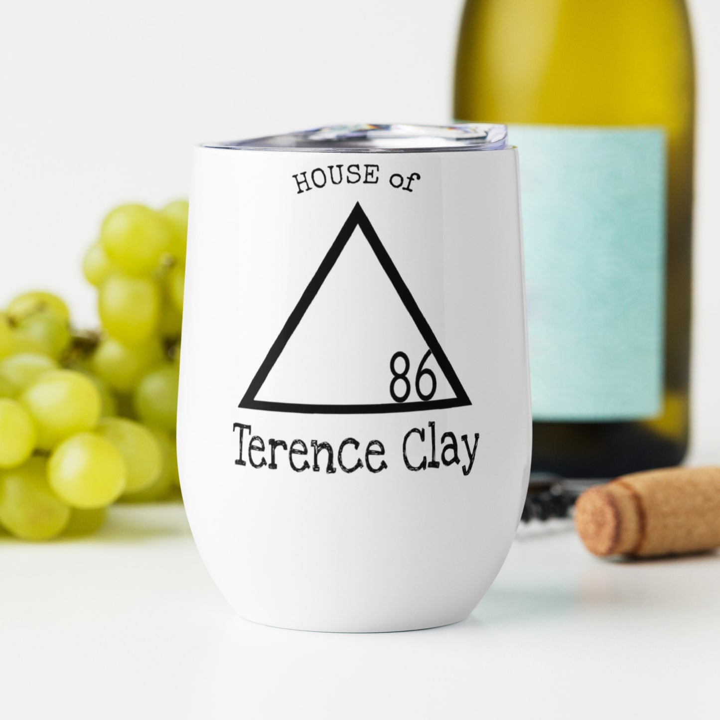 "HOUSE of Terence Clay logo" Wine Tumbler - White