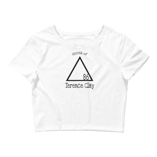 "HOUSE of Terence Clay logo" Women’s Crop'd T-Shirt - White